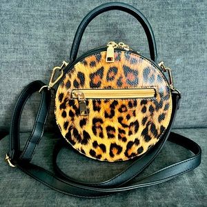 Small circle leopard print purse